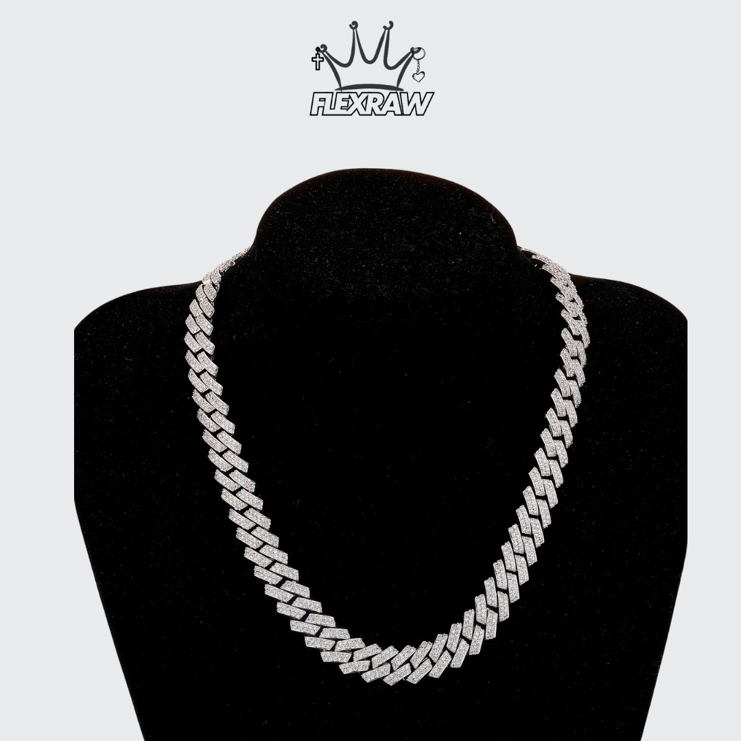 14MM Full Zirconia Rhombus Cuban Chain - Hip-Hop Style