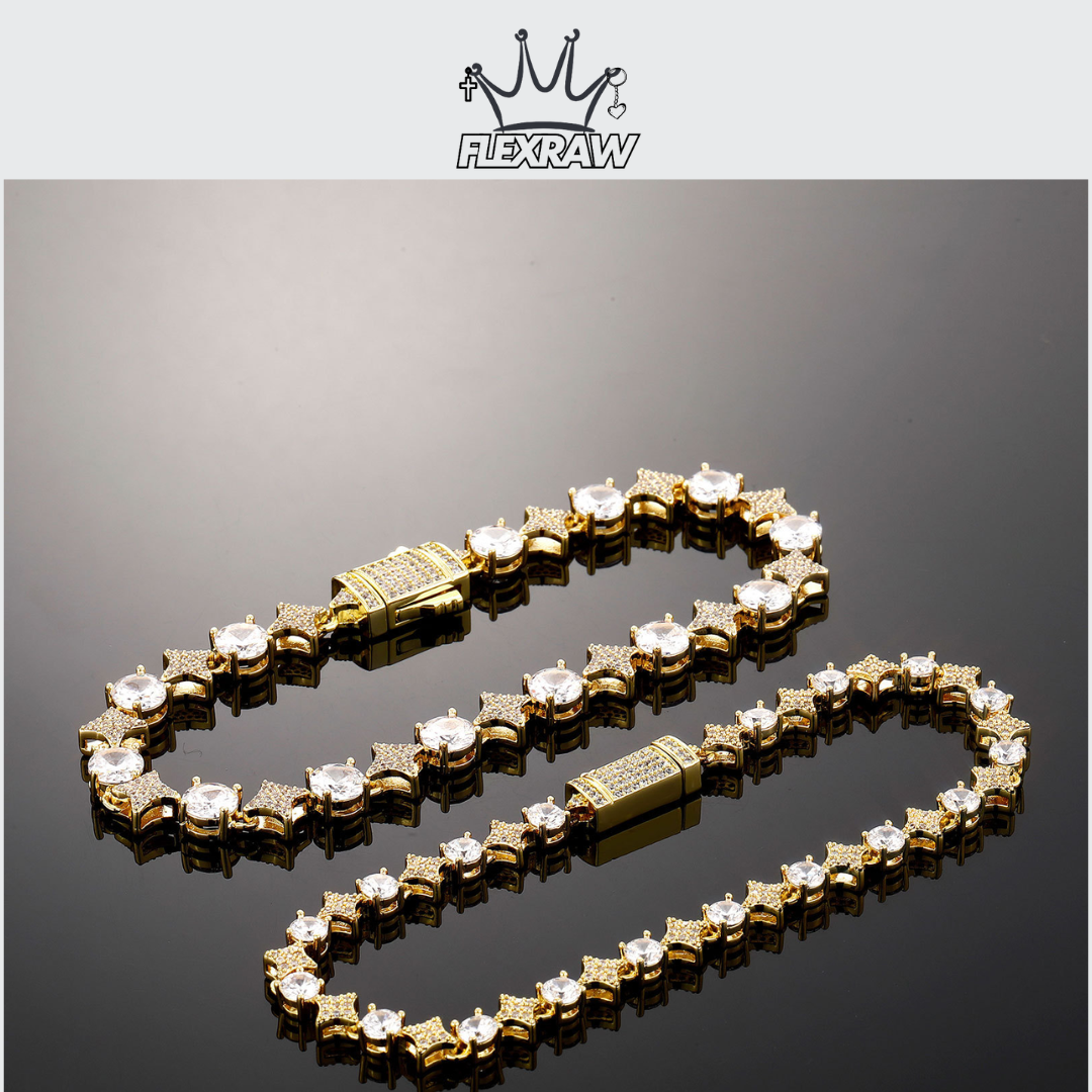 Personalized Rhombus Cubic Zirconia Tennis Chain Men's Hip-Hop Bracelet & Necklace