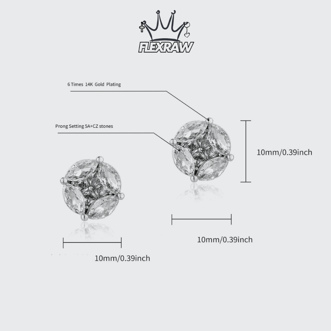 Zircon sparkling four-prong set solitaire stud earrings, minimalist and cool style