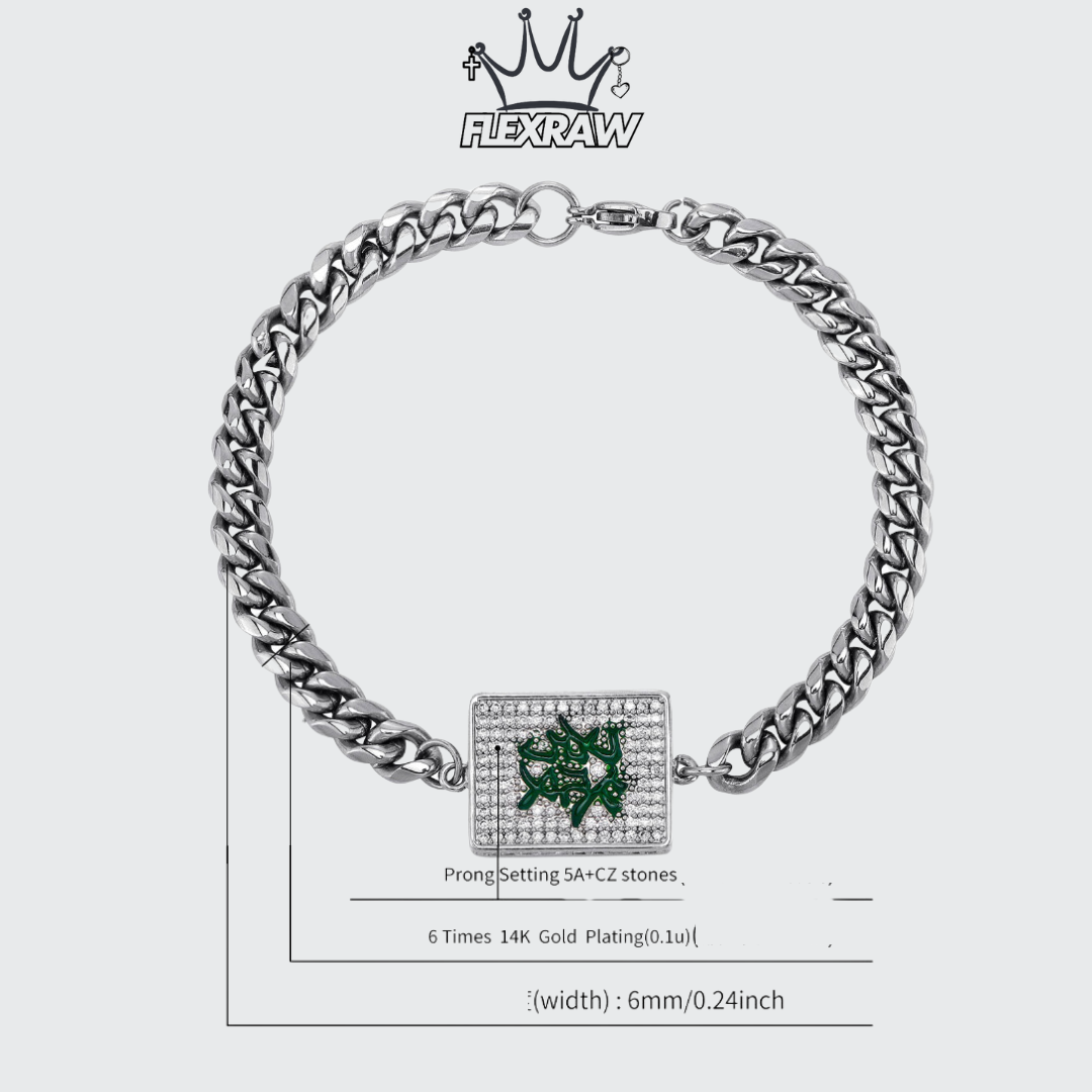 Chinese Trend Hip-Hop Style 6MM Titanium Steel Cuban Chain Bracelet with Fortune Mahjong Charm - Premium Men's Jewelry