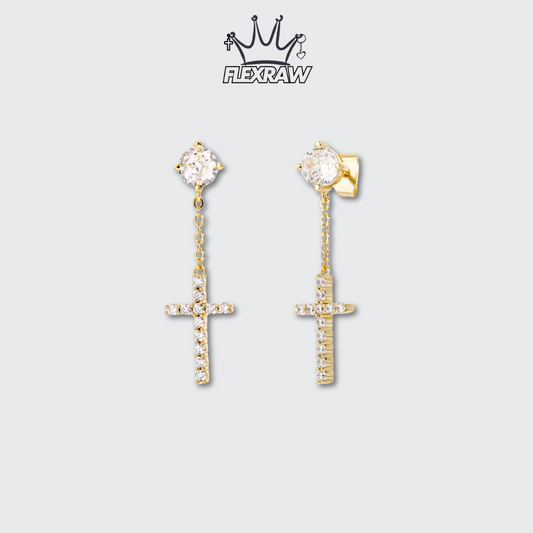 Elegant Long Chain Full Rhinestone Cross Earrings - Stylish and Versatile Trendy Ear Accessories