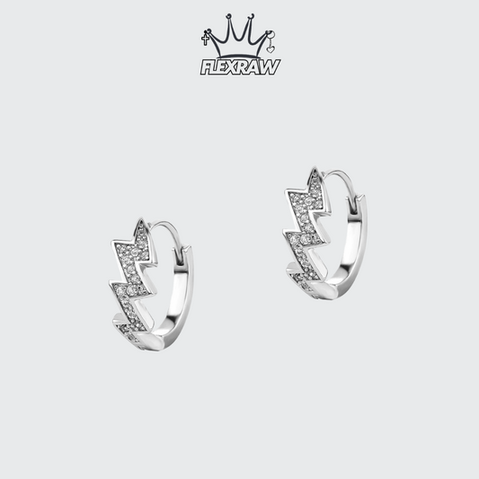 Diamond-encrusted lightning earrings, trendy hip-hop street style