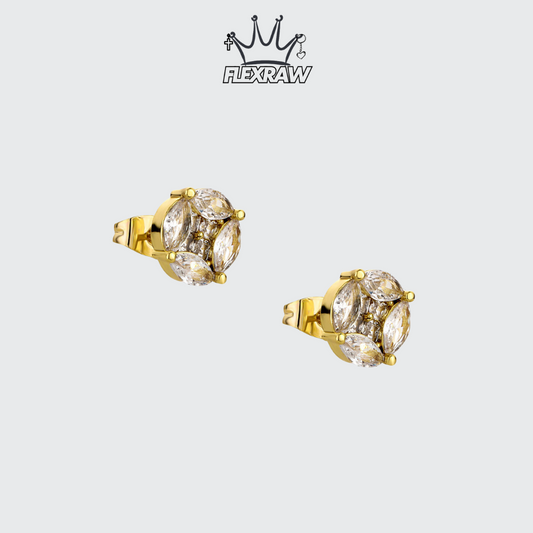 Zircon sparkling four-prong set solitaire stud earrings, minimalist and cool style