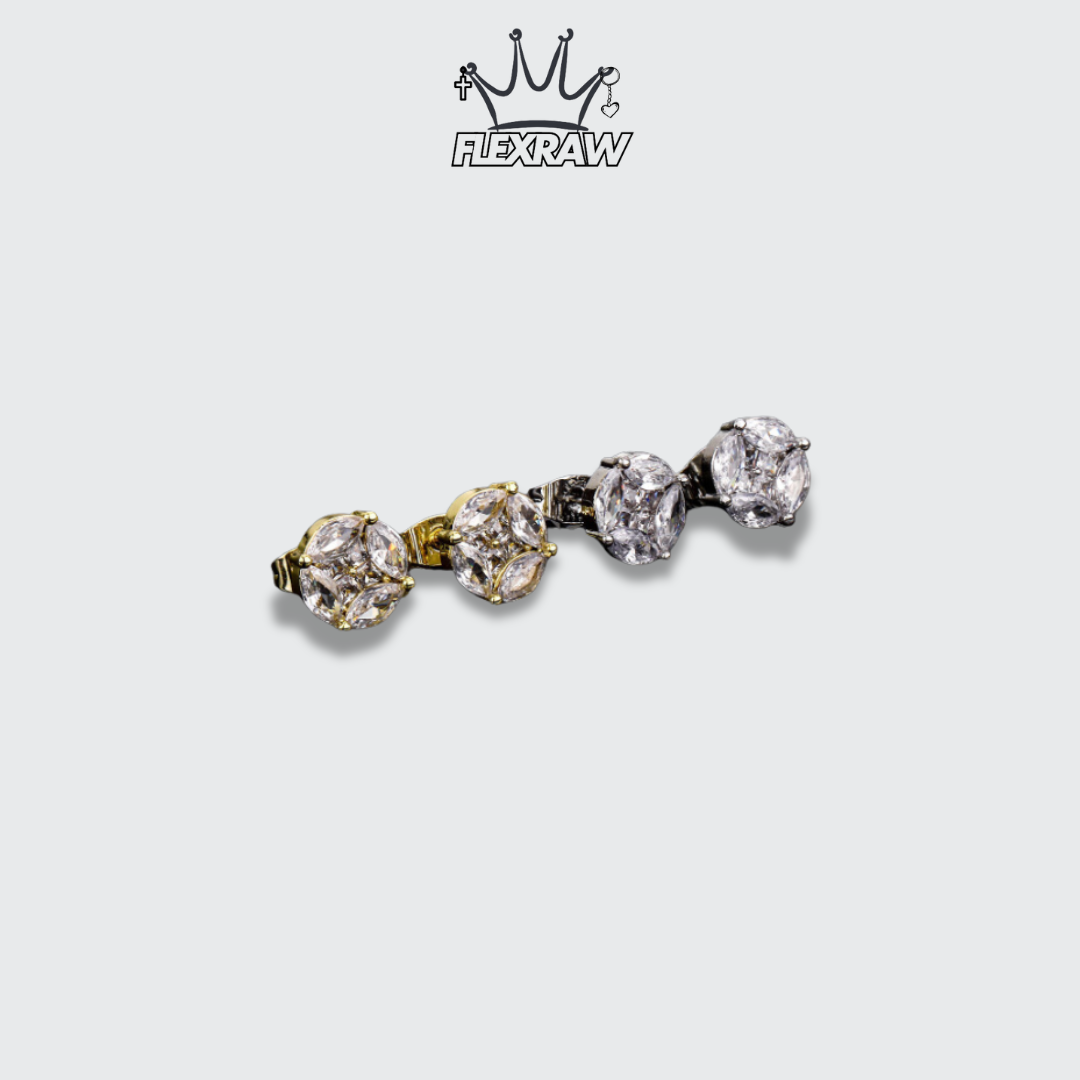 Zircon sparkling four-prong set solitaire stud earrings, minimalist and cool style